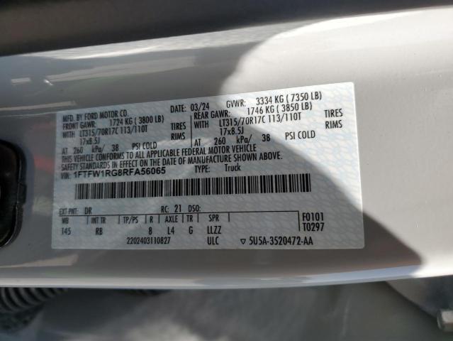 2024 FORD F150 RAPTO - 1FTFW1RG8RFA56065