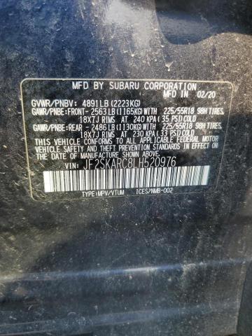 2020 SUBARU FORESTER S JF2SKARC8LH520976