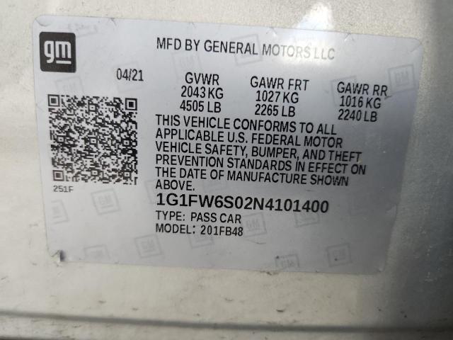 2022 CHEVROLET BOLT EV 1L 1G1FW6S02N4101400
