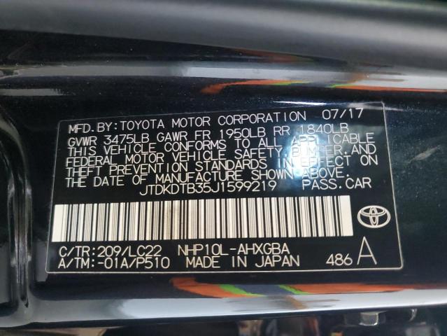 2018 TOYOTA PRIUS C JTDKDTB35J1599219