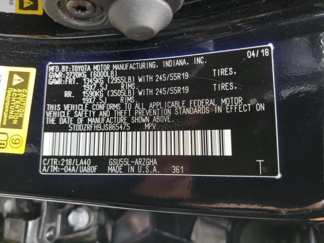 2018 TOYOTA HIGHLANDER - 5TDDZRFH9JS865475