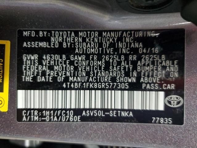 2016 TOYOTA CAMRY LE 4T4BF1FK8GR577305