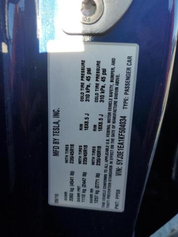 2019 TESLA MODEL 3 5YJ3E1EA1KF504034