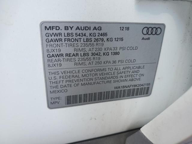 2019 AUDI Q5 PREMIUM WA1BNAFY8K2042155