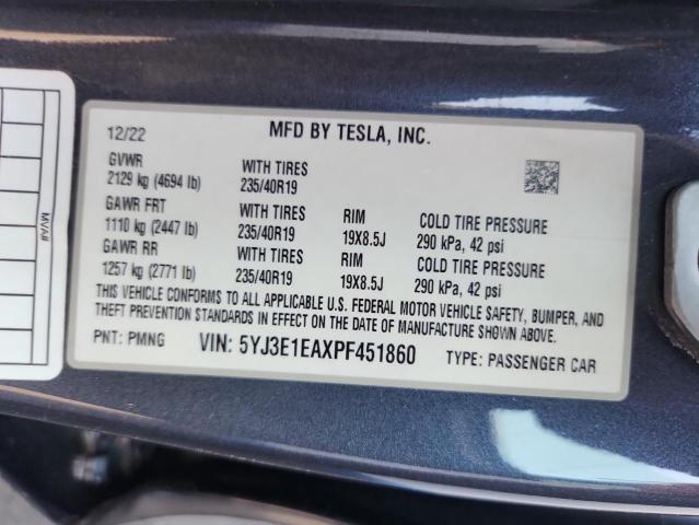 2023 TESLA MODEL 3 5YJ3E1EAXPF451860