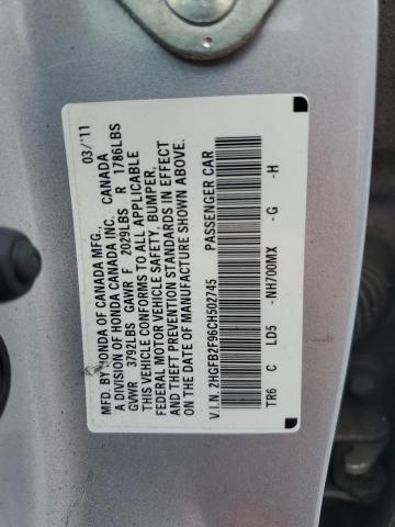 2012 HONDA CIVIC EXL - 2HGFB2F96CH502745