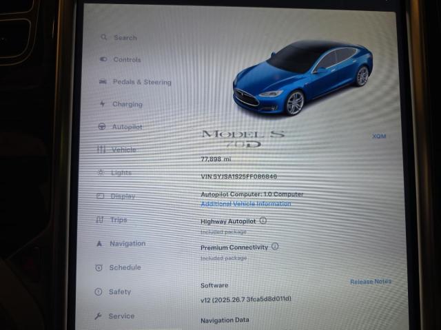 2015 TESLA MODEL S 70 5YJSA1S25FF086846