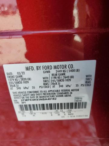 2022 FORD EDGE TITAN 2FMPK4K93NBA40182