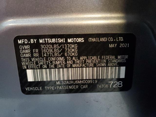 2021 MITSUBISHI MIRAGE ES ML32AUHJ6MH009919
