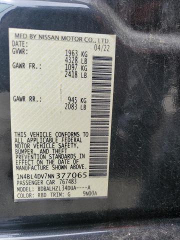 2022 NISSAN ALTIMA SV 1N4BL4DV7NN377065