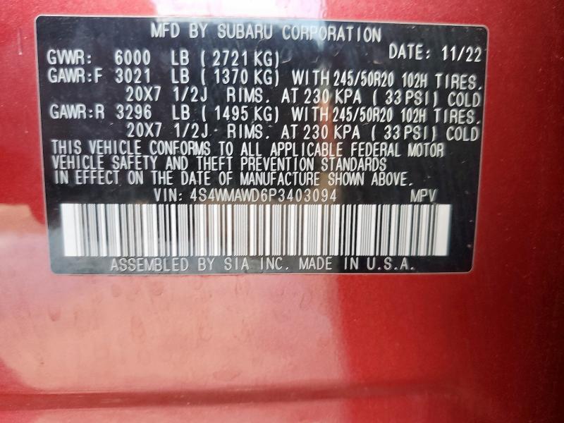 2023 SUBARU ASCENT TOU 4S4WMAWD6P3403094