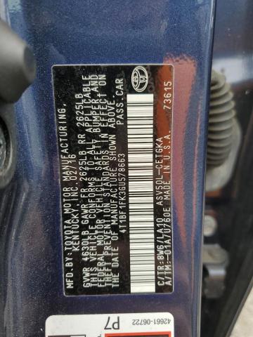 2016 TOYOTA CAMRY LE 4T1BF1FK3GU578663