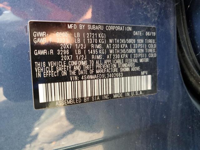 2020 SUBARU ASCENT PRE 4S4WMAED9L3402663