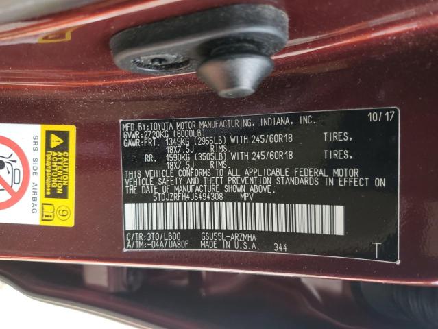 2018 TOYOTA HIGHLANDER 5TDJZRFH4JS494308