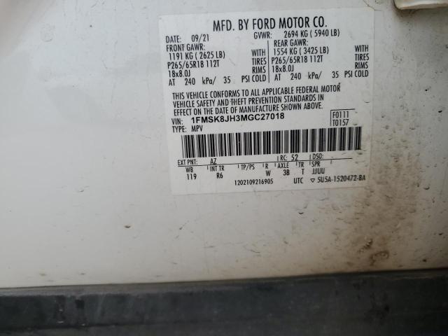2021 FORD EXPLORER T 1FMSK8JH3MGC27018