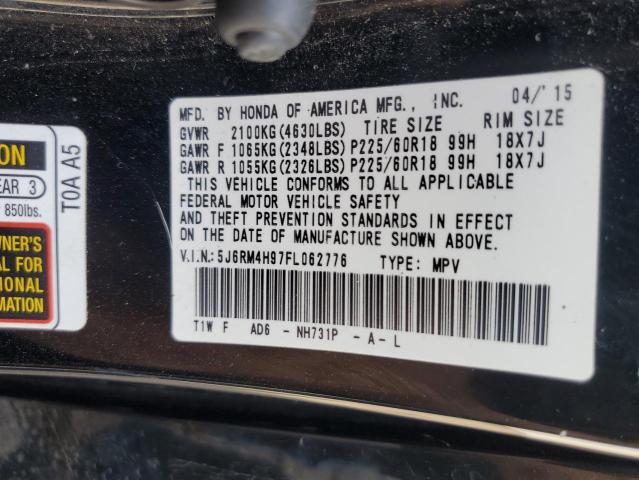 2015 HONDA CR-V TOURING 5J6RM4H97FL062776