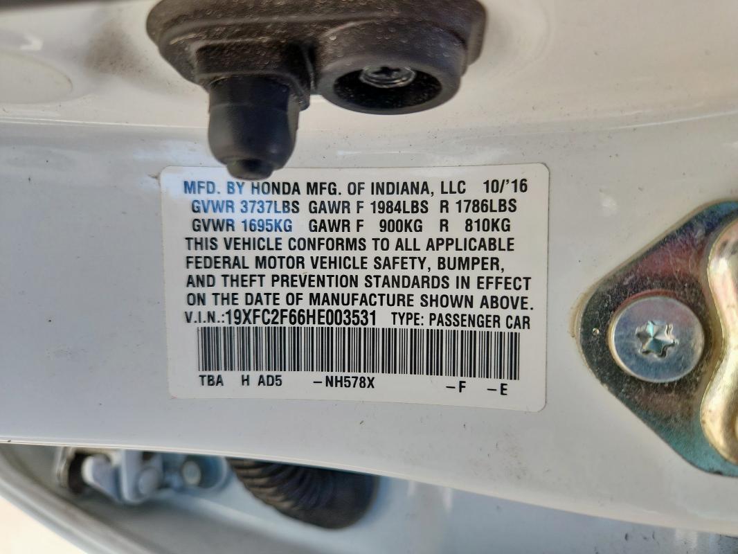 2017 HONDA CIVIC LX 19XFC2F66HE003531