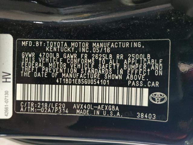 2016 TOYOTA AVALON HYBRID 4T1BD1EB5GU054101