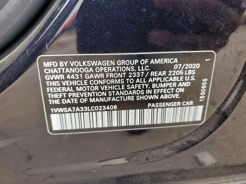 2020 VOLKSWAGEN PASSAT SE 1VWSA7A33LC023408