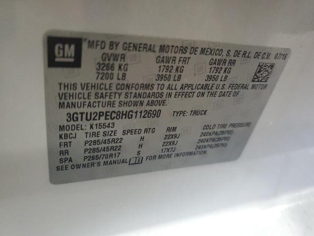 2017 GMC SIERRA K15 3GTU2PEC8HG112690