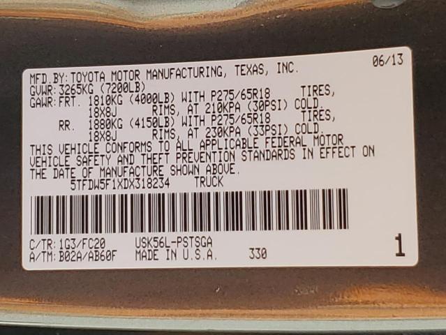 2013 TOYOTA TUNDRA CRE - 5TFDW5F1XDX318234