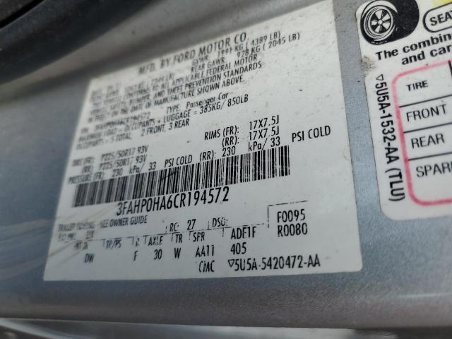 2012 FORD FUSION SE - 3FAHP0HA6CR194572