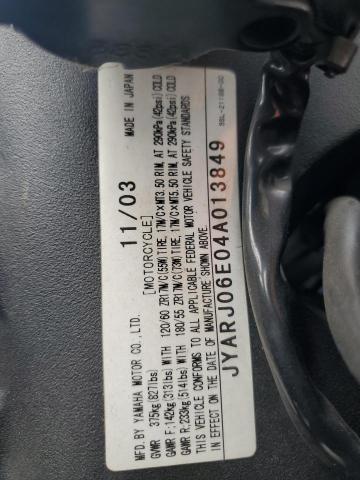 2004 YAMAHA R6 JYARJ06E04A013849