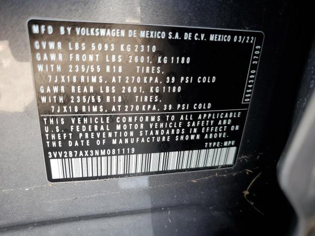 2022 VOLKSWAGEN TIGUAN SE #3263910121