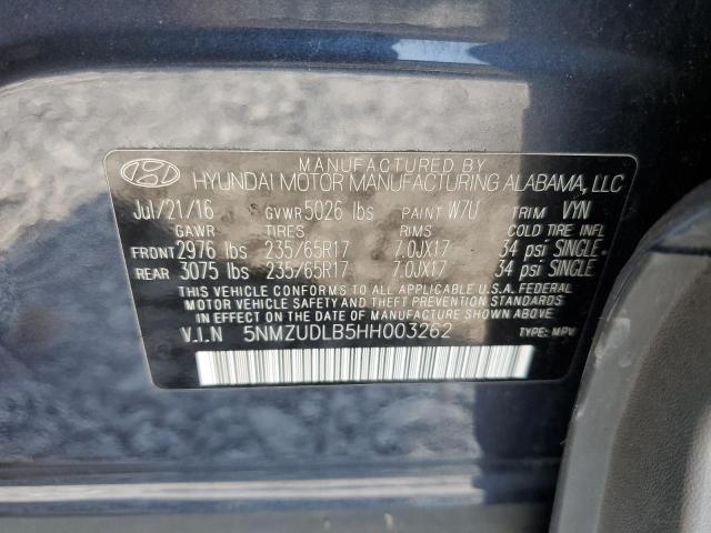 2017 HYUNDAI SANTA FE S 5NMZUDLB5HH003262
