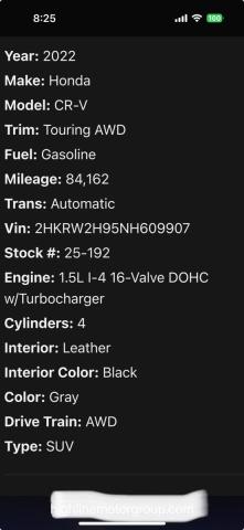 2022 HONDA CR-V TOURI - 2HKRW2H95NH609XXX