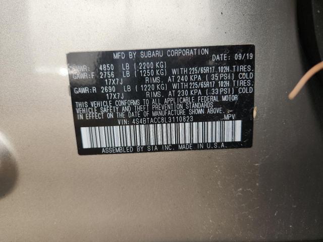 2020 SUBARU OUTBACK PR 4S4BTACC8L3110823