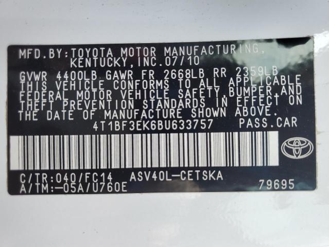 2011 TOYOTA CAMRY BASE - 4T1BF3EK6BU633757
