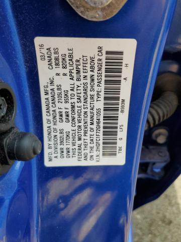 2016 HONDA CIVIC EXL - 2HGFC1F72GH641055
