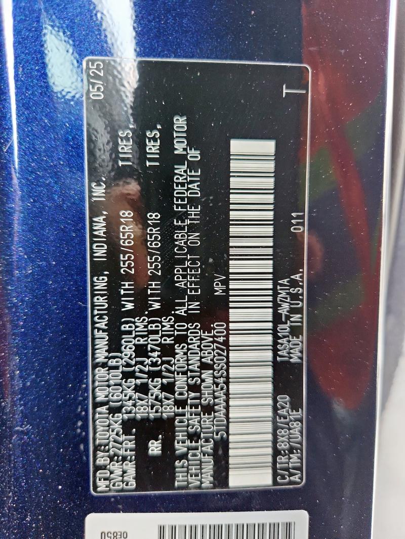 2025 TOYOTA GRAND HIGH 5TDAAAA54SS027400