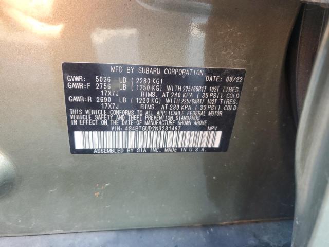 2022 SUBARU OUTBACK WI 4S4BTGUD2N3281497