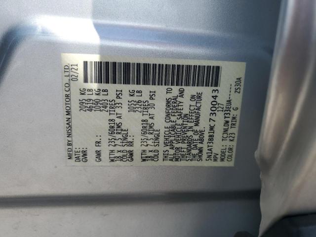 2021 NISSAN ROGUE SV 5N1AT3BB1MC730043