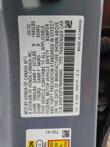 2022 HONDA CIVIC SPOR 2HGFE2F57NH606443