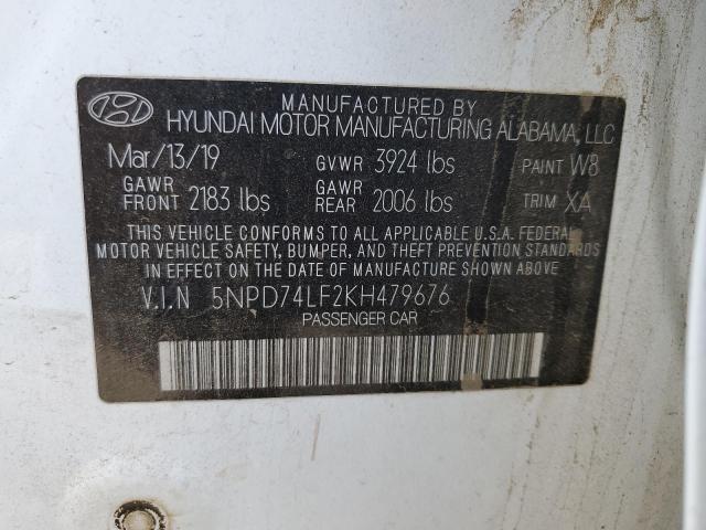 2019 HYUNDAI ELANTRA SE 5NPD74LF2KH479676