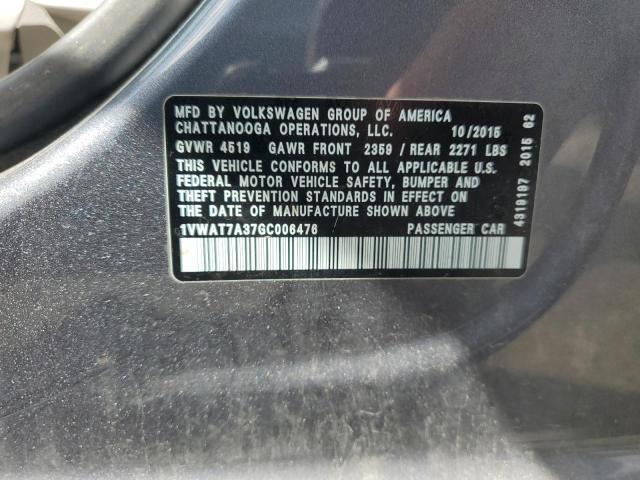 2016 VOLKSWAGEN PASSAT S 1VWAT7A37GC006476