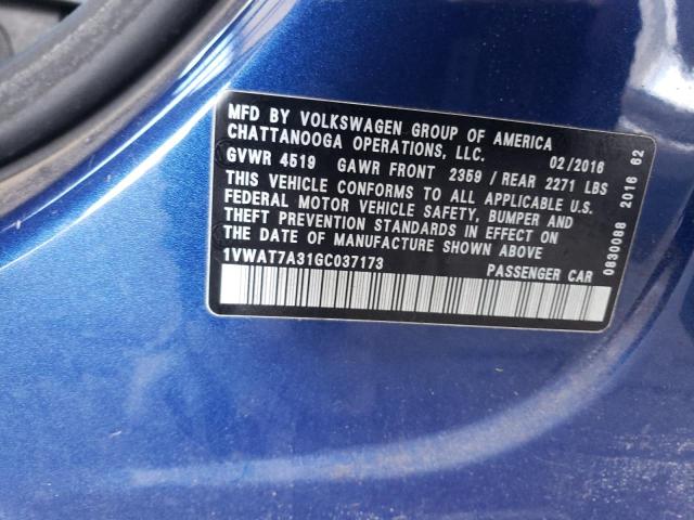 2016 VOLKSWAGEN PASSAT S 1VWAT7A31GC037173