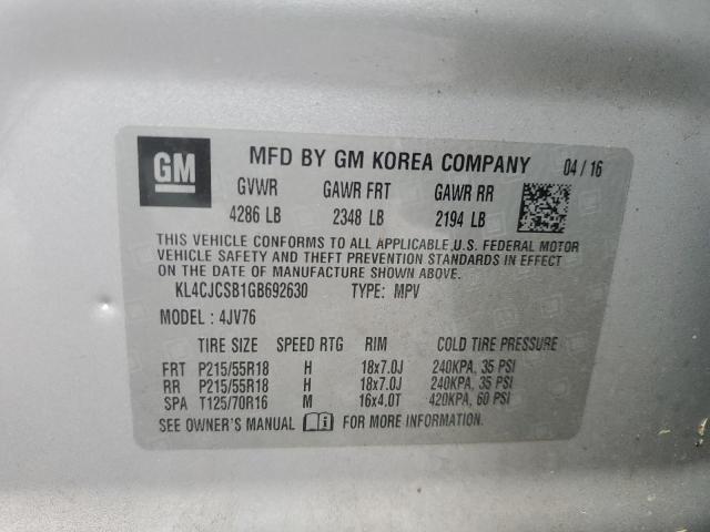 2016 BUICK ENCORE KL4CJCSB1GB692630