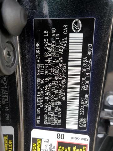 2022 LEXUS ES 350 BAS 58ADZ1B13NU115134