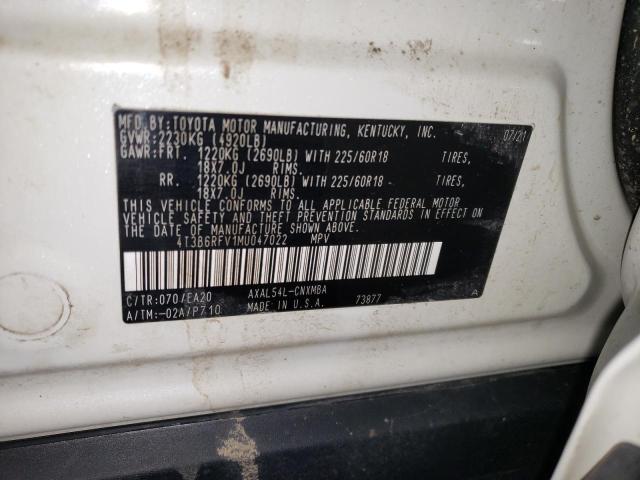 2021 TOYOTA RAV4 XLE PREMIUM 4T3B6RFV1MU047022