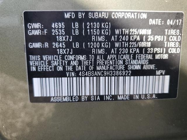 2017 SUBARU OUTBACK 2. 4S4BSANC9H3386922