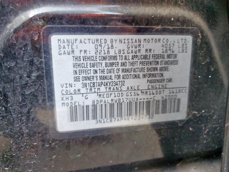 2019 NISSAN SENTRA SR 3N1CB7AP4KY234732