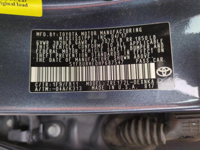 2017 TOYOTA COROLLA L #3234580058