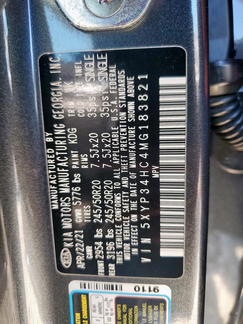 2021 KIA TELLURIDE EX 5XYP34HC4MG183821