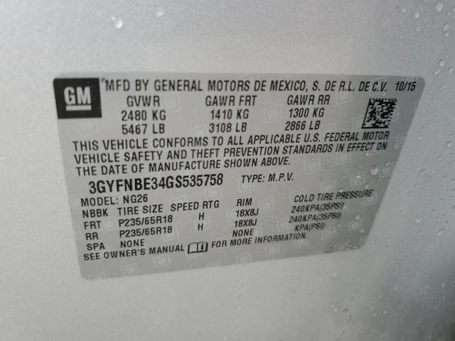 2016 CADILLAC SRX LUXURY 3GYFNBE34GS535758