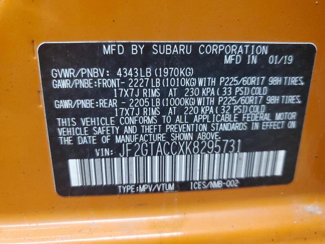 2019 SUBARU CROSSTREK JF2GTACCXK8295731