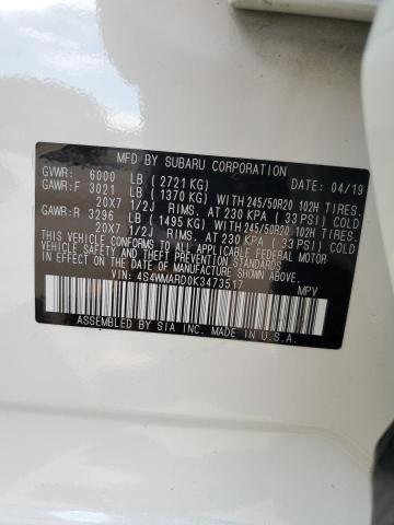 2019 SUBARU ASCENT TOURING 4S4WMARD0K3473517